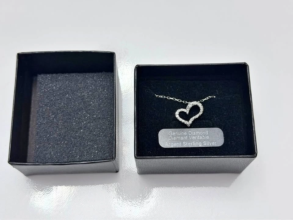 Sterling Silver 925 Heart Diamond Necklace