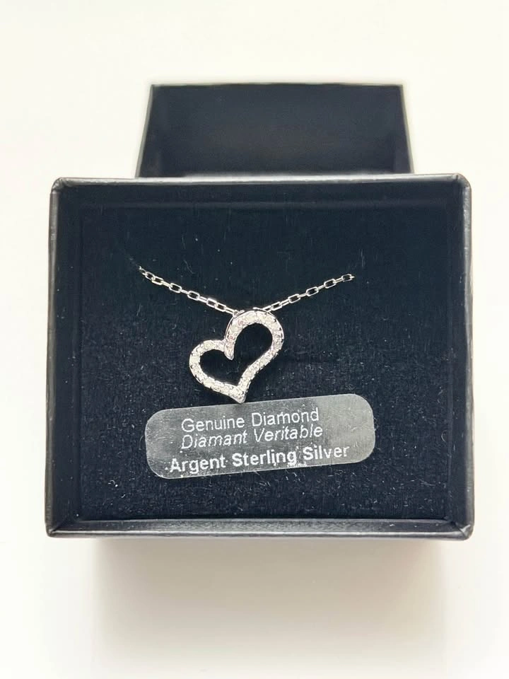 Sterling Silver 925 Heart Diamond Necklace - photo 2