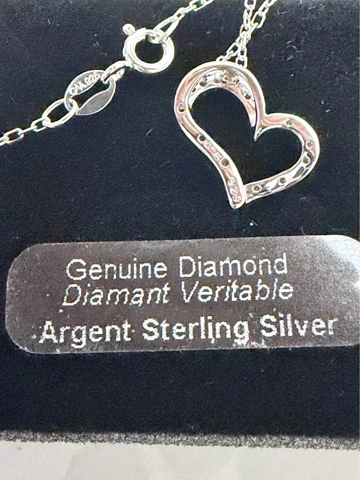 Sterling Silver 925 Heart Diamond Necklace - photo 3