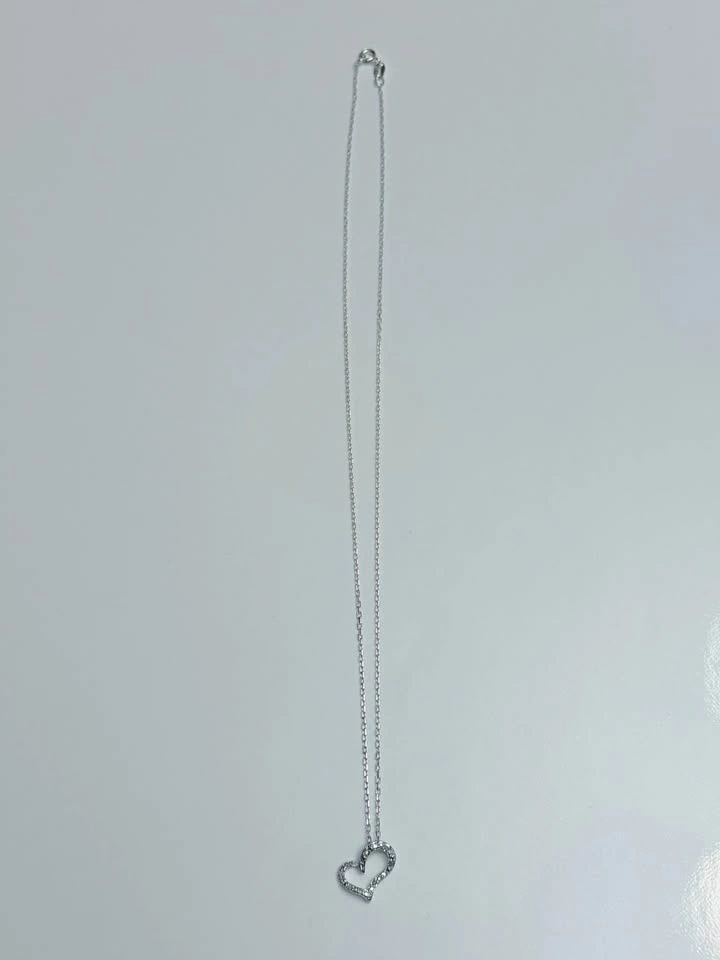 Sterling Silver 925 Heart Diamond Necklace - photo 5
