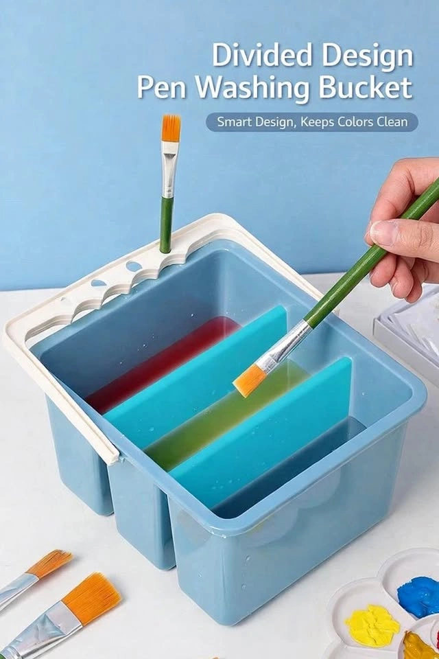 Portable Brush Washer – 3-Compartment Design