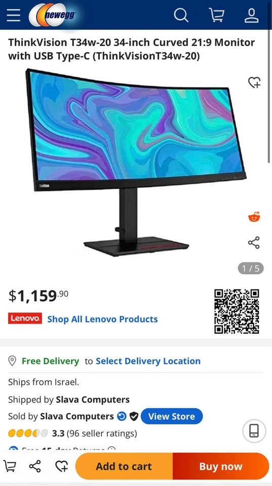 Lenovo Thinkvision 34-inch WQHD Curved Monitor - photo 3