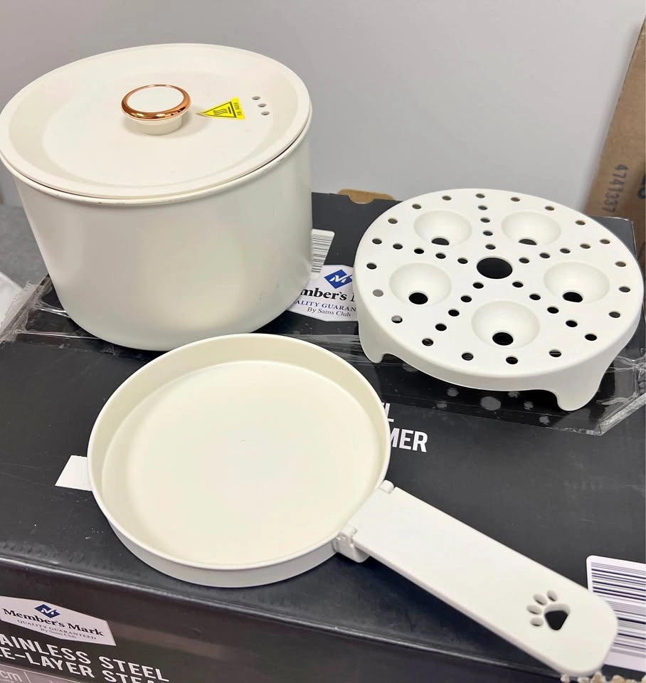 Mini Electric Cooking Pot with Steamer Rack, Frying Pan & Handle