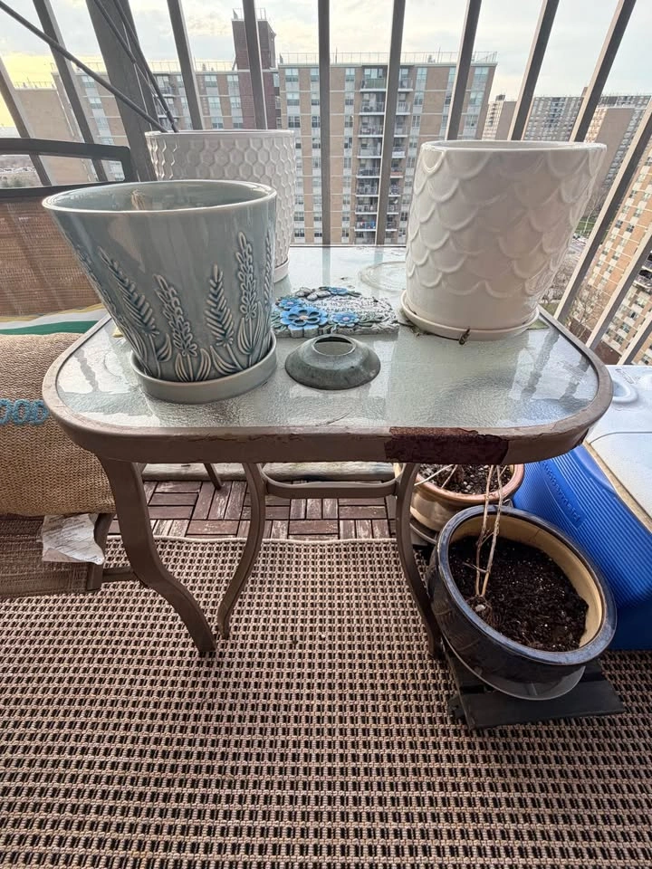 Outdoor Glass Top Patio Table with one matching chair - photo 2