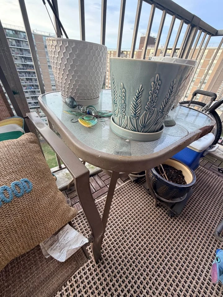 Outdoor Glass Top Patio Table with one matching chair - photo 3