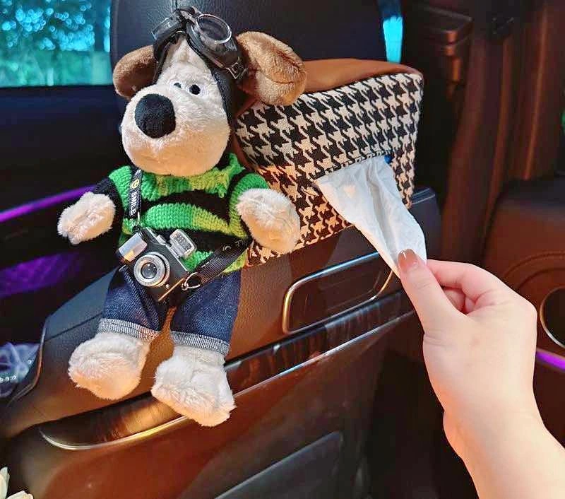Cute Dog Car Tissue Holder – Headrest Hanging Tissue Box