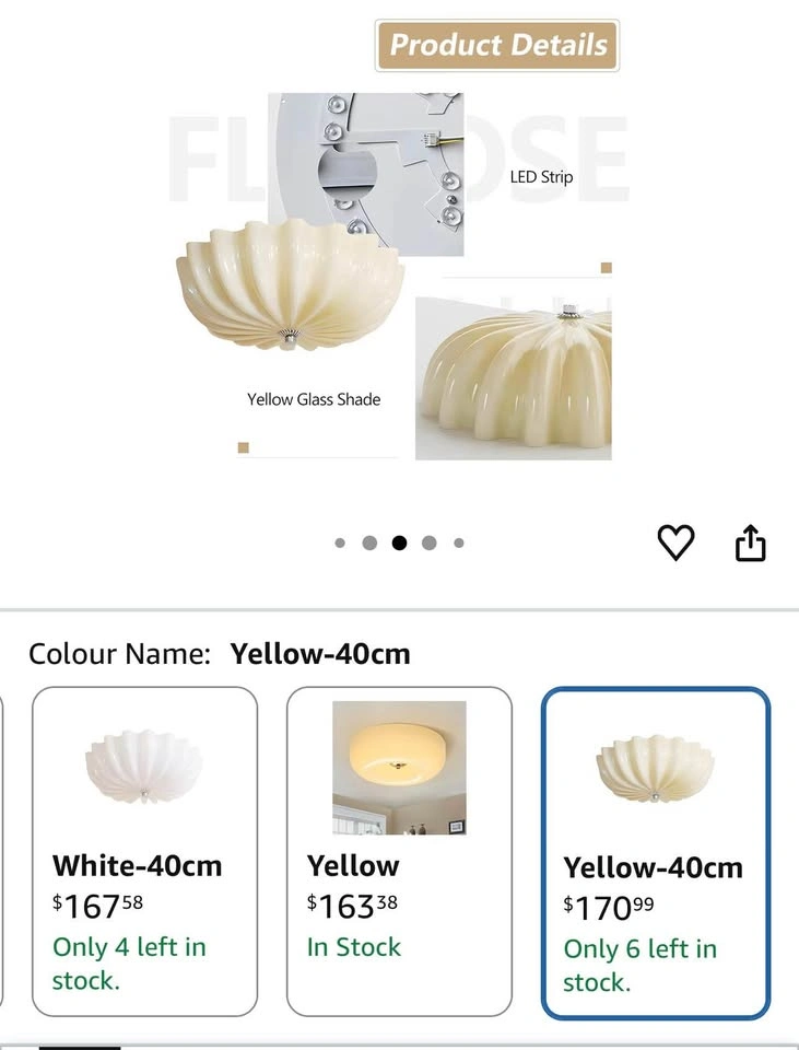 Retro Yellow Glass Ceiling Light Fixture - photo 3
