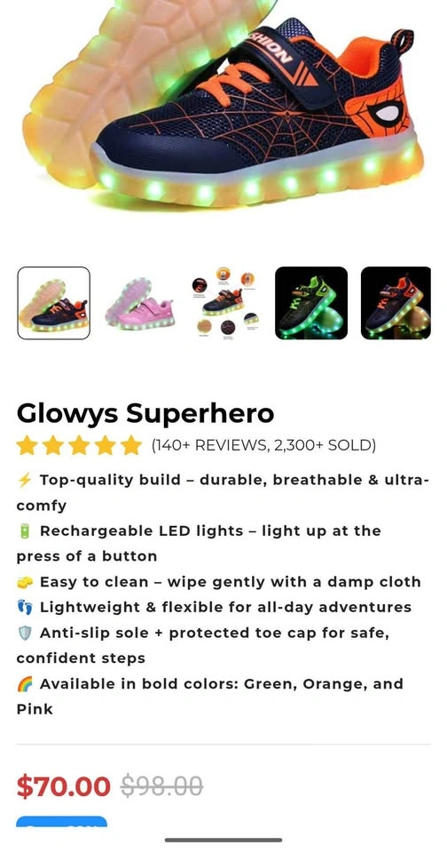 Spider Kids Light-Up Shoes – Brand New - photo 2