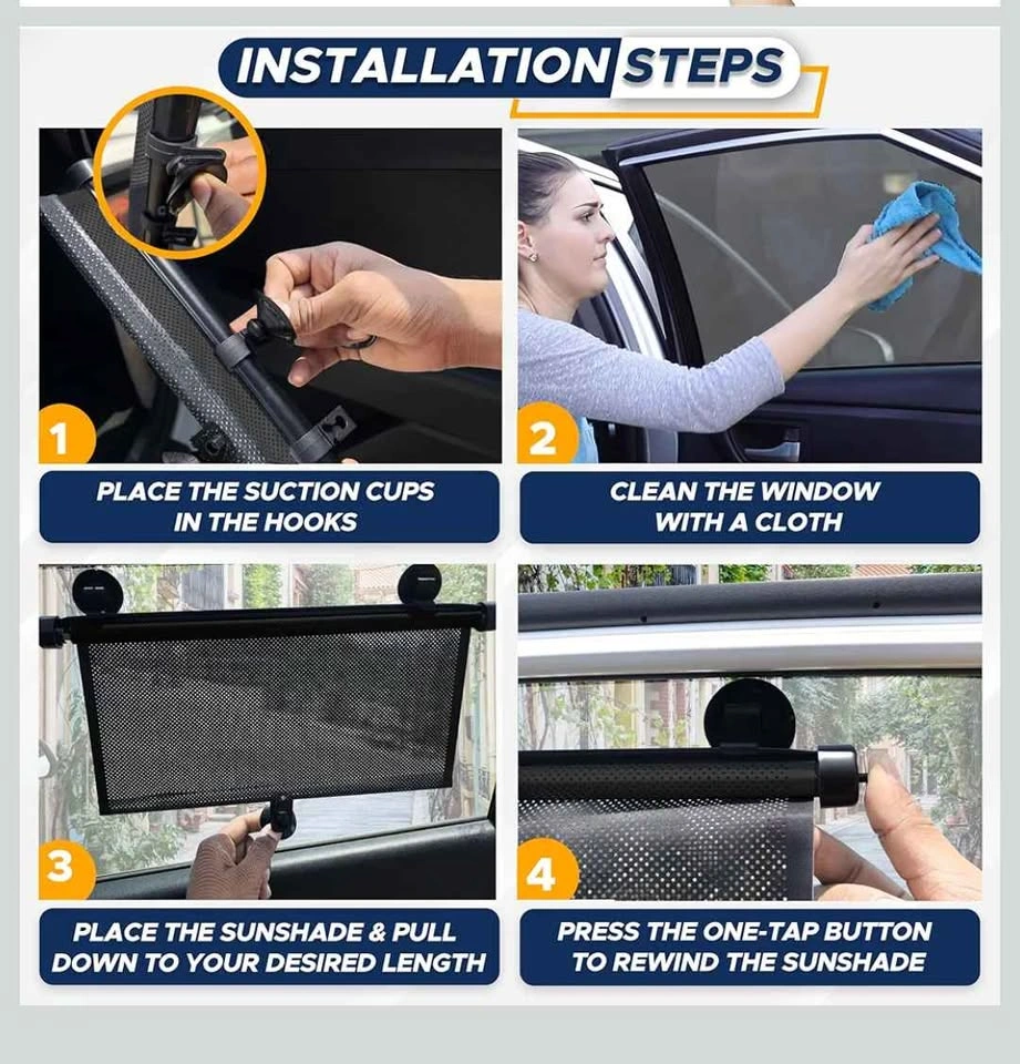 EcoNour Retractable Car Window Shades - 2 Pack - Brand New - photo 5