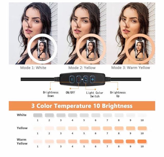 PEYOU 10" Selfie Ring Light with Tripod Stand - photo 5