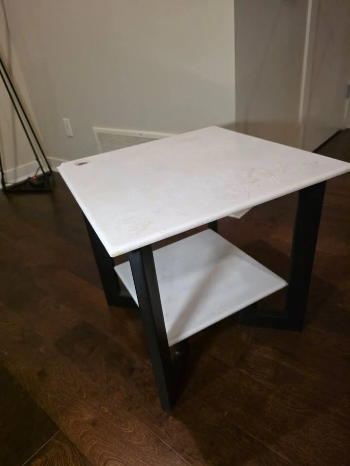 Modern 2-Tier Side Table - White Stone Top & Geometric Metal Fra - photo 4
