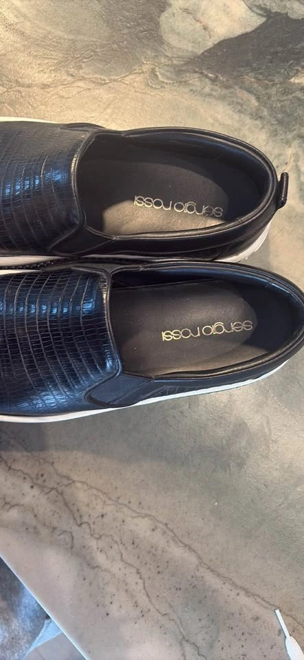 Sergio Rossi Black Leather Slip On Sneakers - photo 2