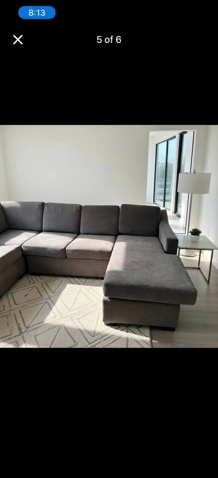 Modern Gray L-Shaped Sectional Sofa + Ottoman - photo 2