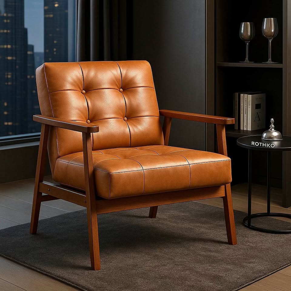 Solid wood mid century accent chair - Brand new in box