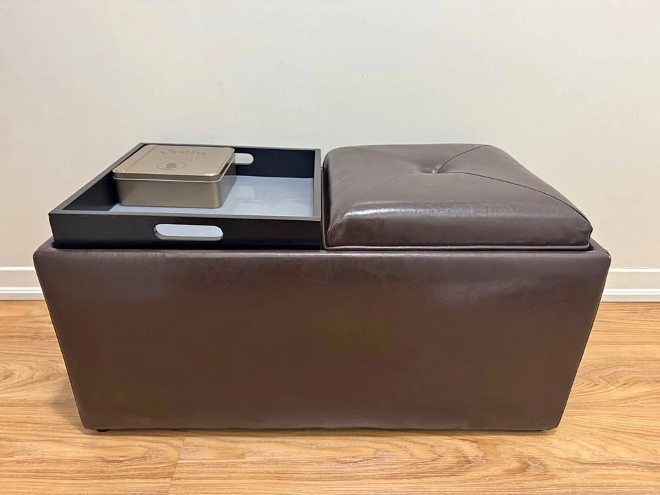 Faux Leather Storage Bench with Reversible Top