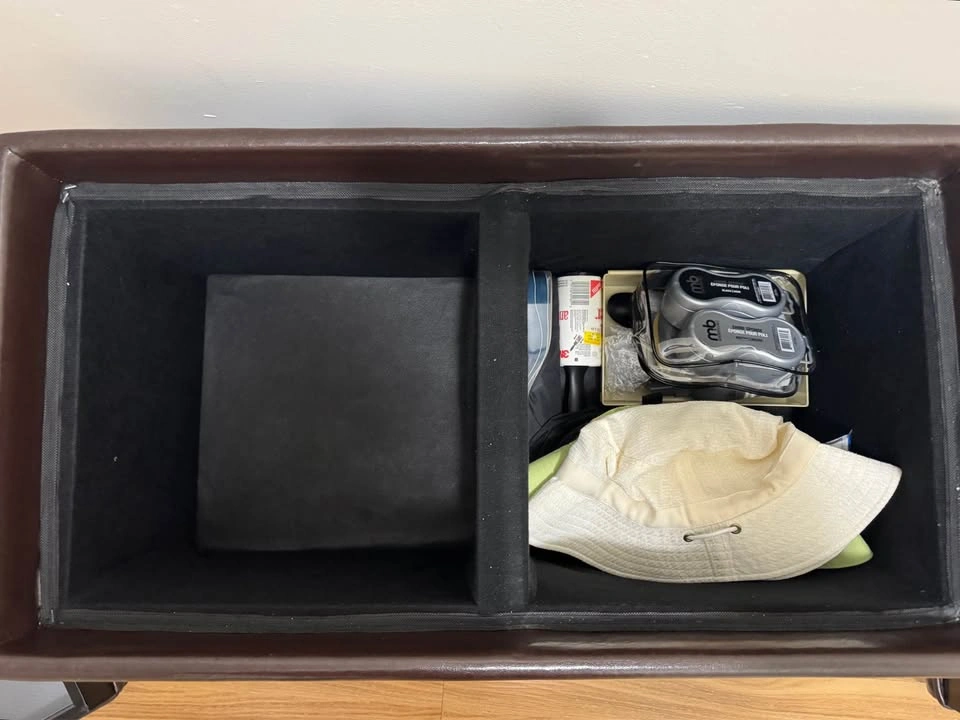 Faux Leather Storage Bench with Reversible Top - photo 4