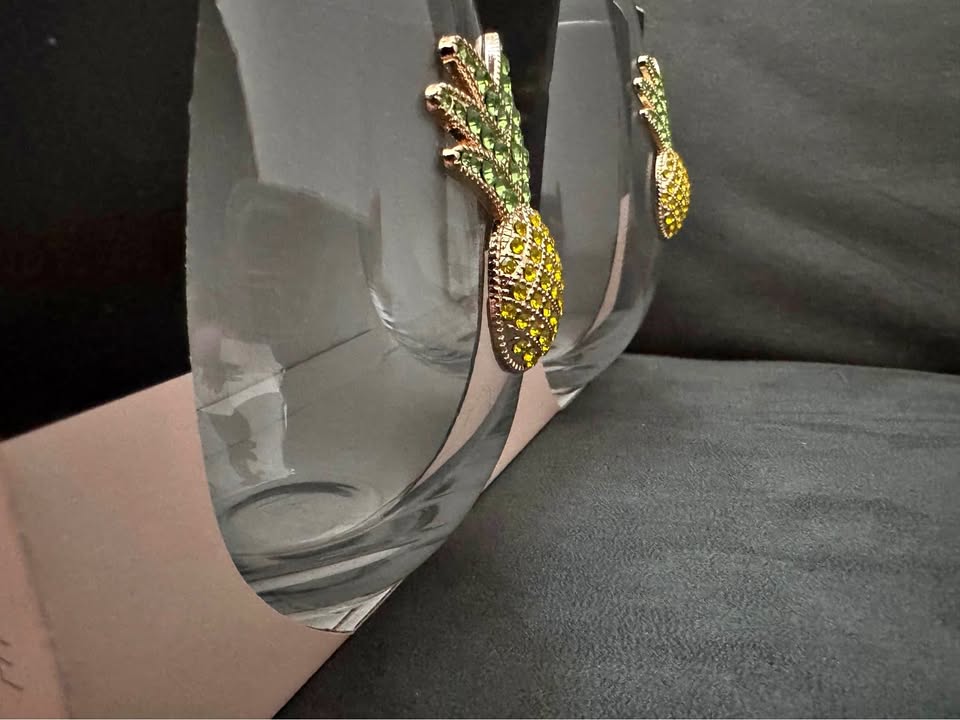 Rachel Zoe Stemless Wine Glasses Set of 2 Pineapple Brand New
