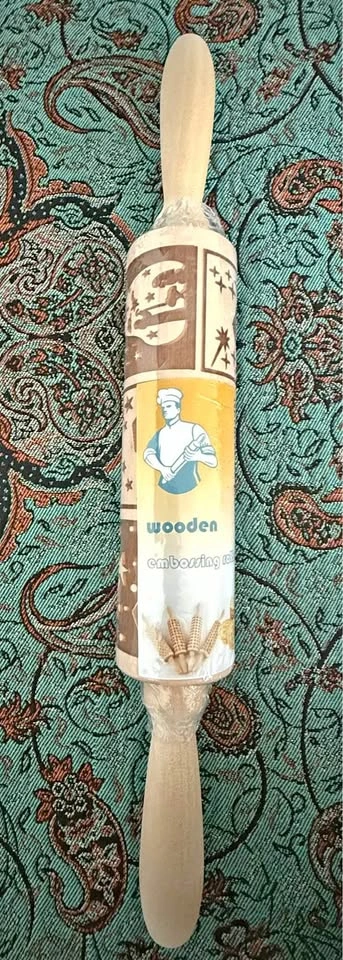 Brand New Wooden Embossing Rolling Pin – 34cm