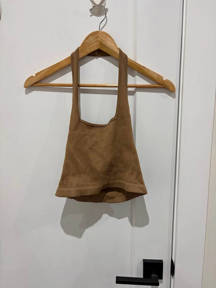 Stretchy Beige Halter Top