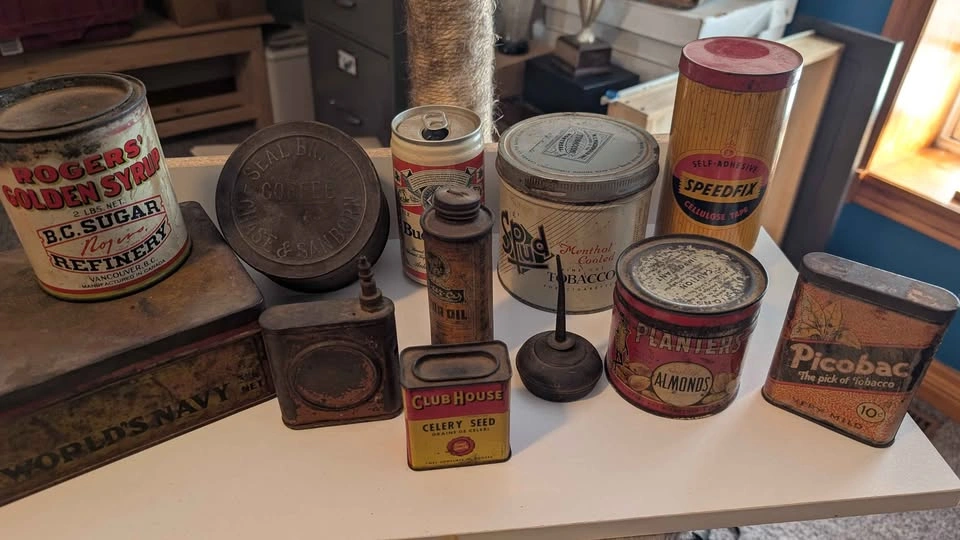 11 Antique Cans - Molasses Full