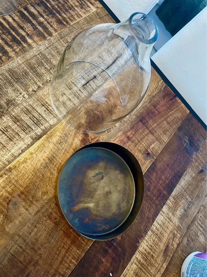 Creative Co-op Glass Cloche with Copper Tray - photo 2