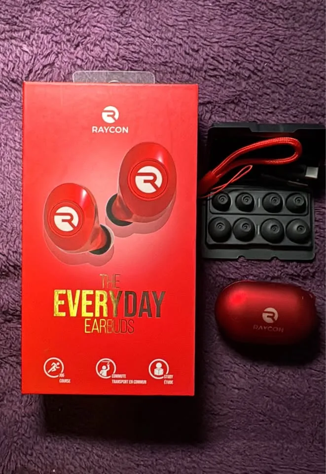 Raycon the everyday earbuds Red. Open box lightly used thumbnail
