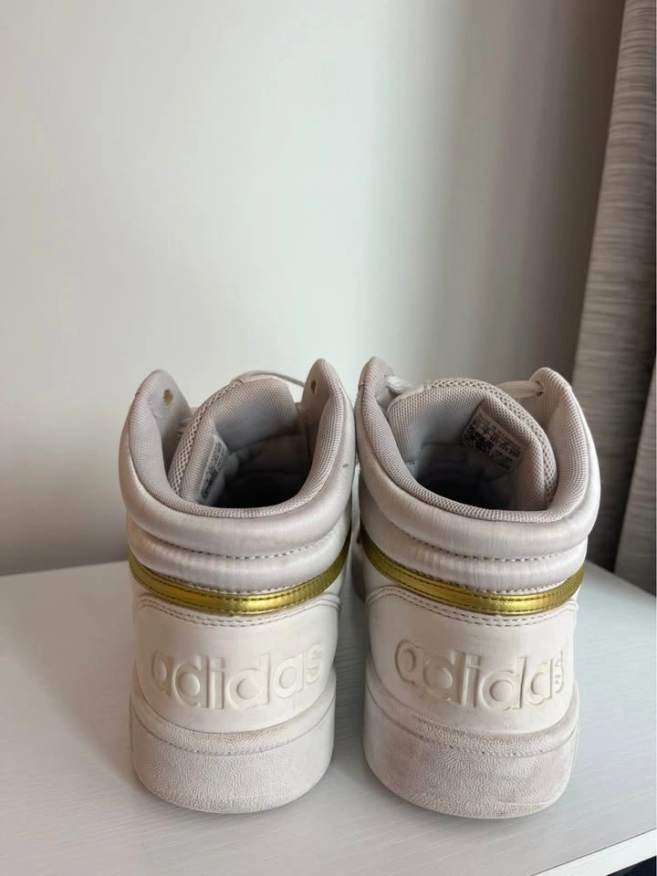 Adidas Hoops 3.0 Mid Classic Sneakers White/Gold - Women's 9 - photo 4