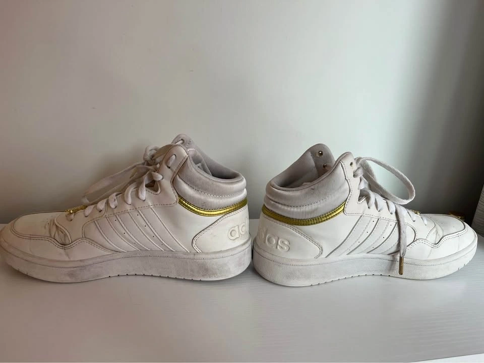 Adidas Hoops 3.0 Mid Classic Sneakers White/Gold - Women's 9 - photo 5