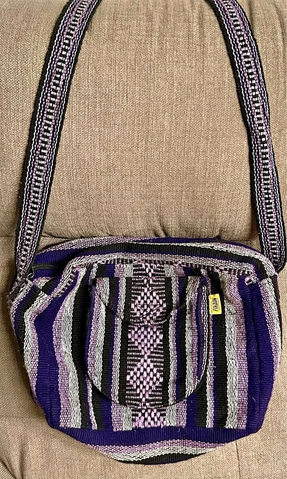 Artesanias Mr. Pinzon Purple Woven Boho Crossbody Bag