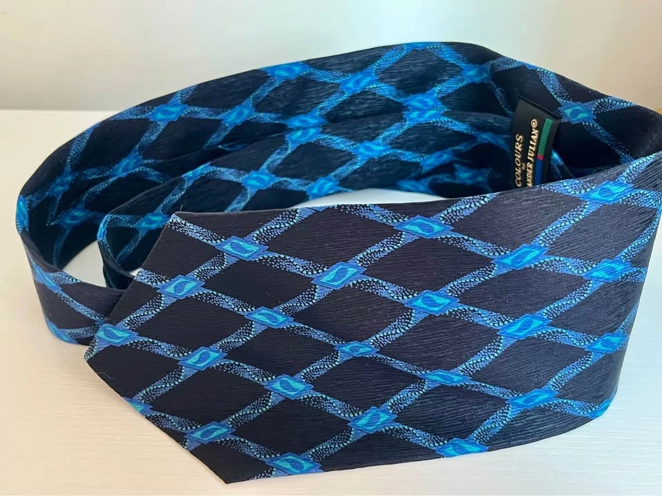 New Alexander Julian 100% Blue Diamond Silk Tie - photo 5
