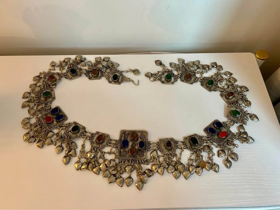 Boho Statement Belt Silver Tone Multicolor Charm Fringe Belt - photo 2