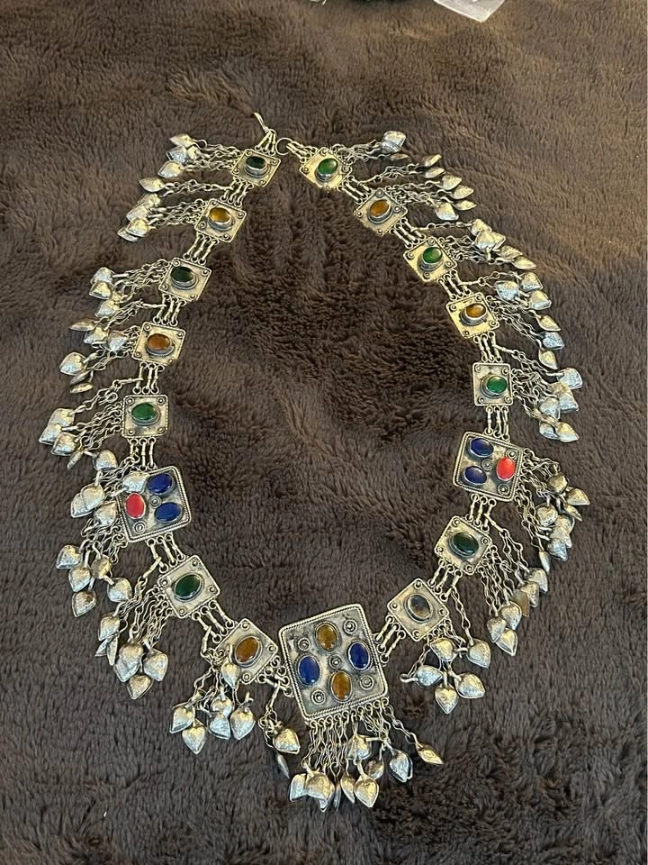 Boho Statement Belt Silver Tone Multicolor Charm Fringe Belt - photo 3