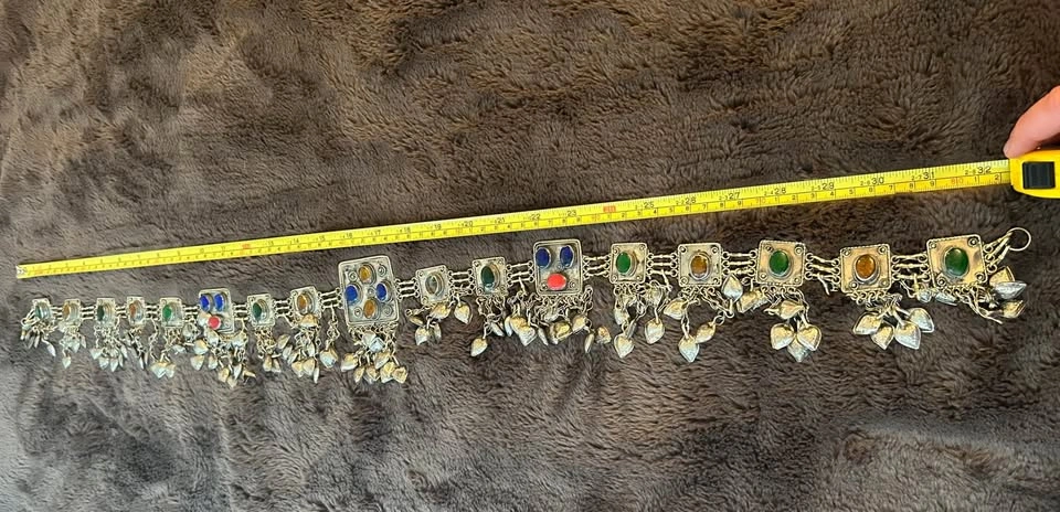 Boho Statement Belt Silver Tone Multicolor Charm Fringe Belt - photo 4