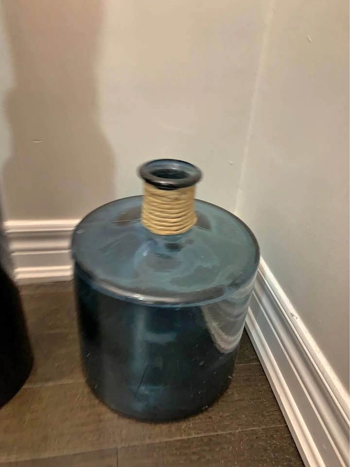 Decorative Vases Set Black and Blue with Rope Detail