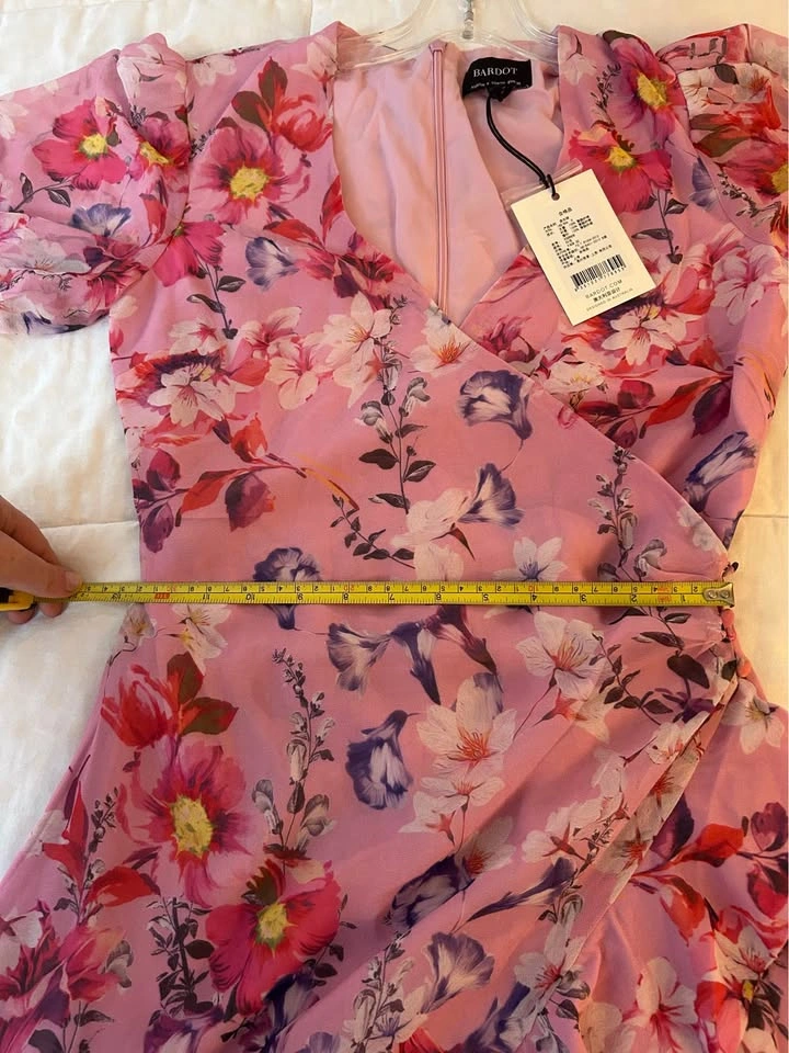 Revolve Bardot Pink Floral Wrap Dress XS New With Tags - photo 4