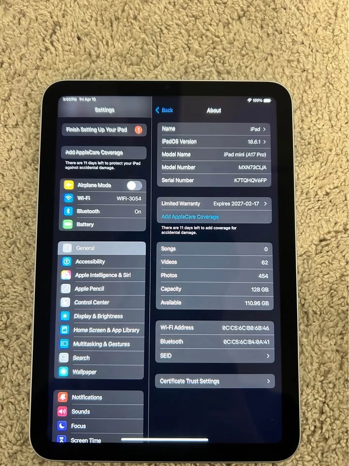 OPEN BOX Apple iPad Mini 7 128GB Blue - photo 2