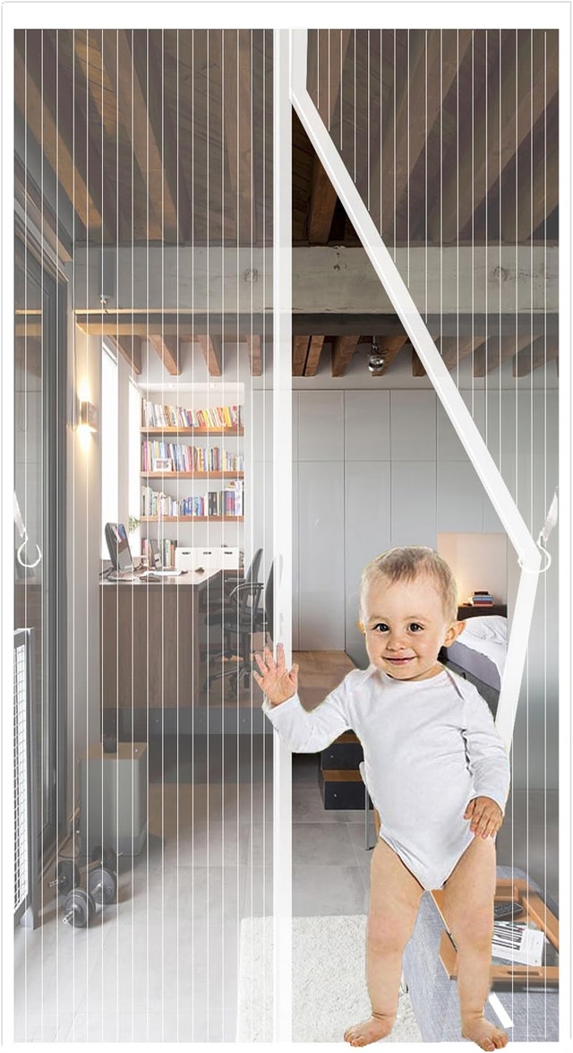 White Magnetic Screen Door Fits Door Size 34 x 81 in