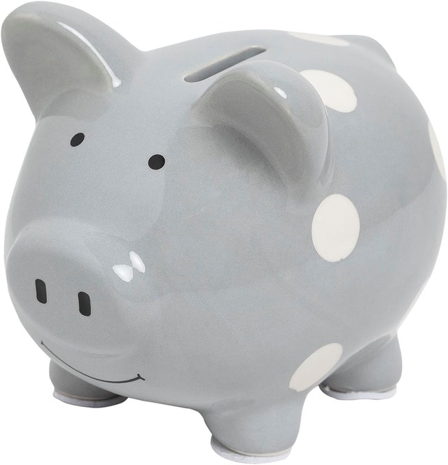 Ceramic Piggy Bank, Gender Neutral Grey Nursery Décor - photo 2
