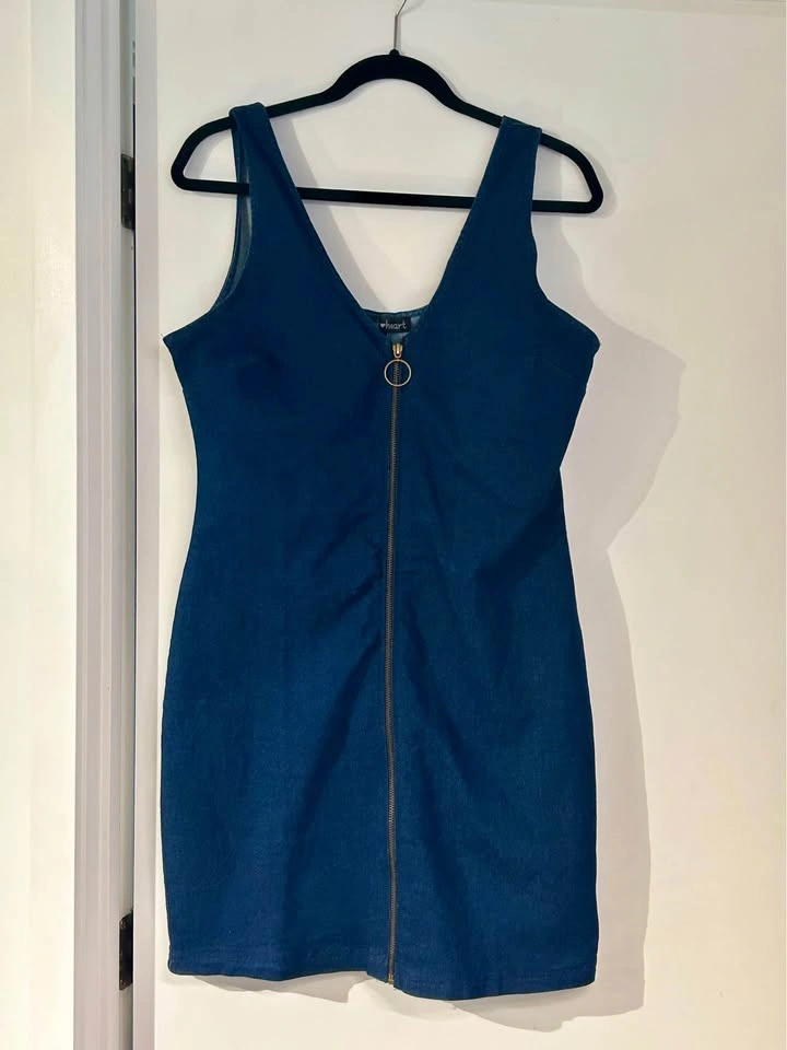Women's Blue Denim Style Dress - Size Large - photo 2
