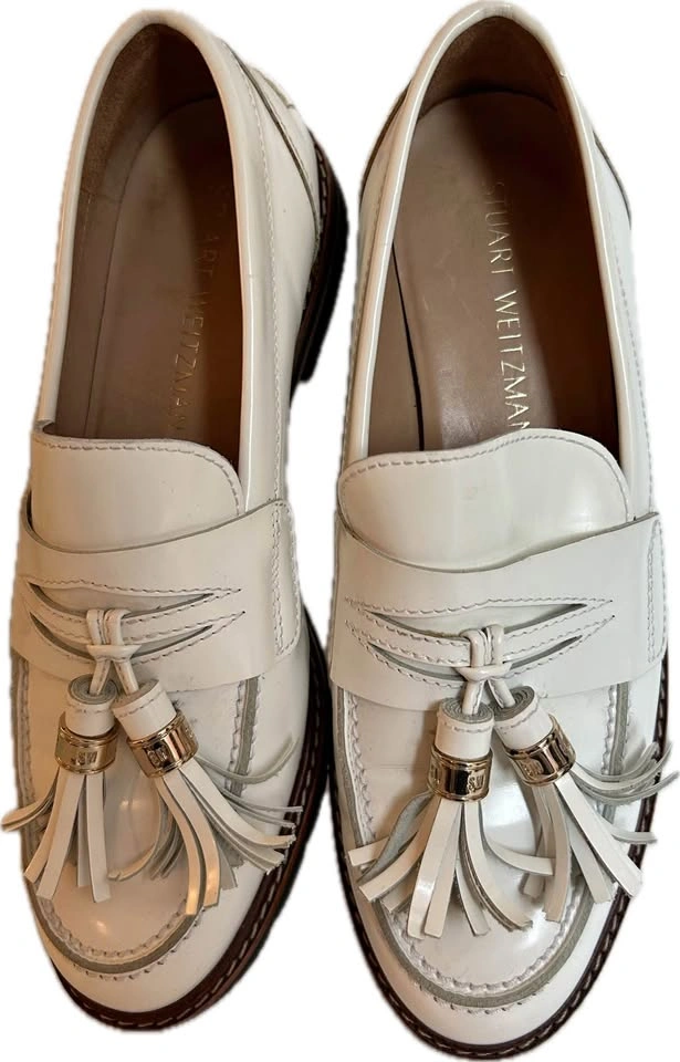 Stuart Weitzman Leather White/Bone Loafers – Size 7 – Like New-
