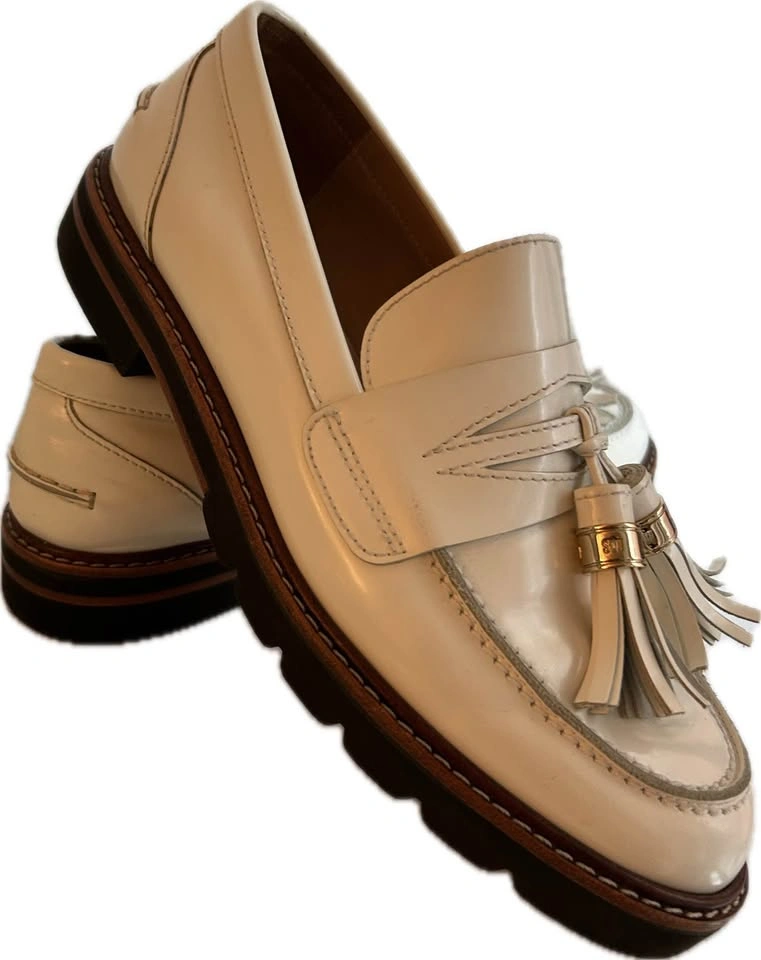 Stuart Weitzman Leather White/Bone Loafers – Size 7 – Like New- - photo 3