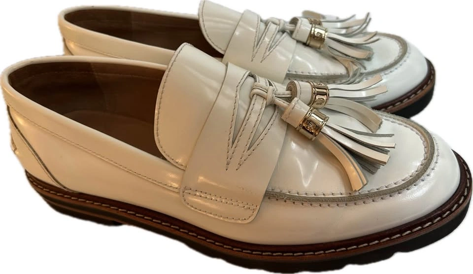 Stuart Weitzman Leather White/Bone Loafers – Size 7 – Like New- - photo 4