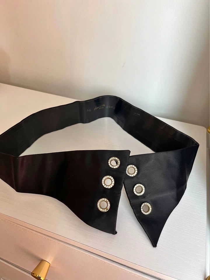 Vintage Satin Corset Waist Belt - Rhinestone Lace-Up