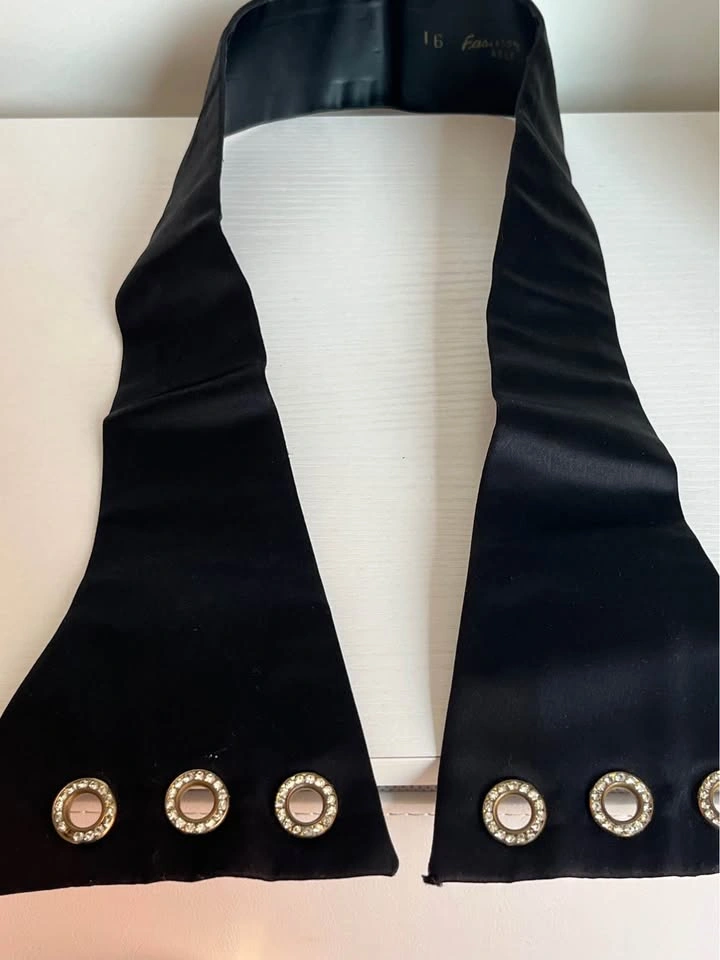 Vintage Satin Corset Waist Belt - Rhinestone Lace-Up - photo 2