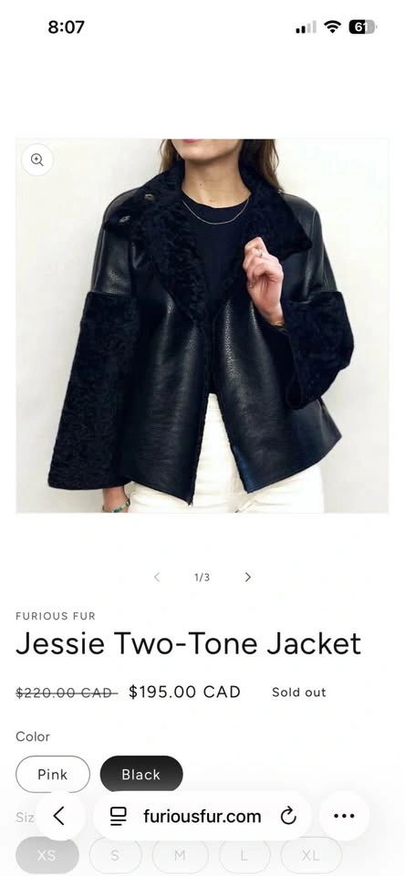 Furious Fur Black Cropped Jacket - Vegan Leather & Shearling Tri - photo 2