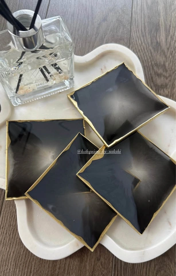 Black & Gold Resin Coasters (Set of 4) - photo 2