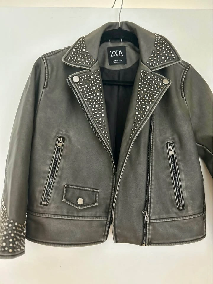 Zara Studded Moto Jacket Kids Size 9-10 - photo 2