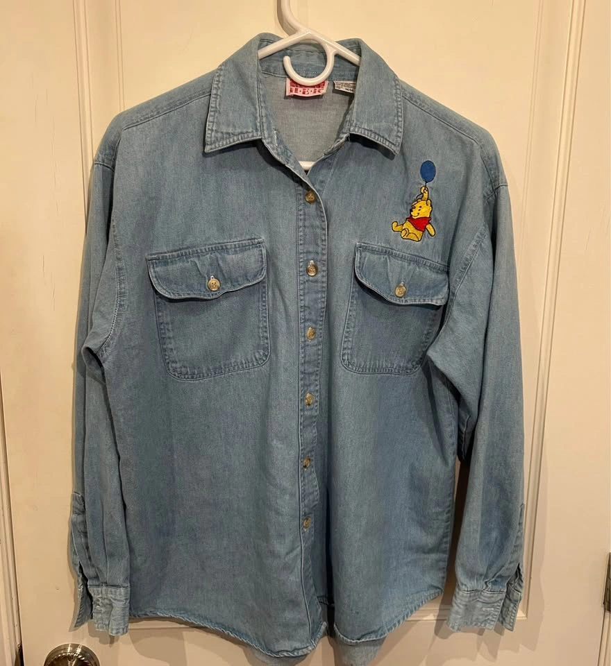Women's Vintage Winnie the Pooh Embroidered Denim Shirt – Size M - photo 2