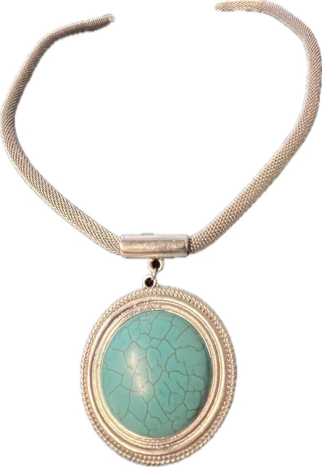 Silver-Tone Turquoise Necklace Set - photo 2