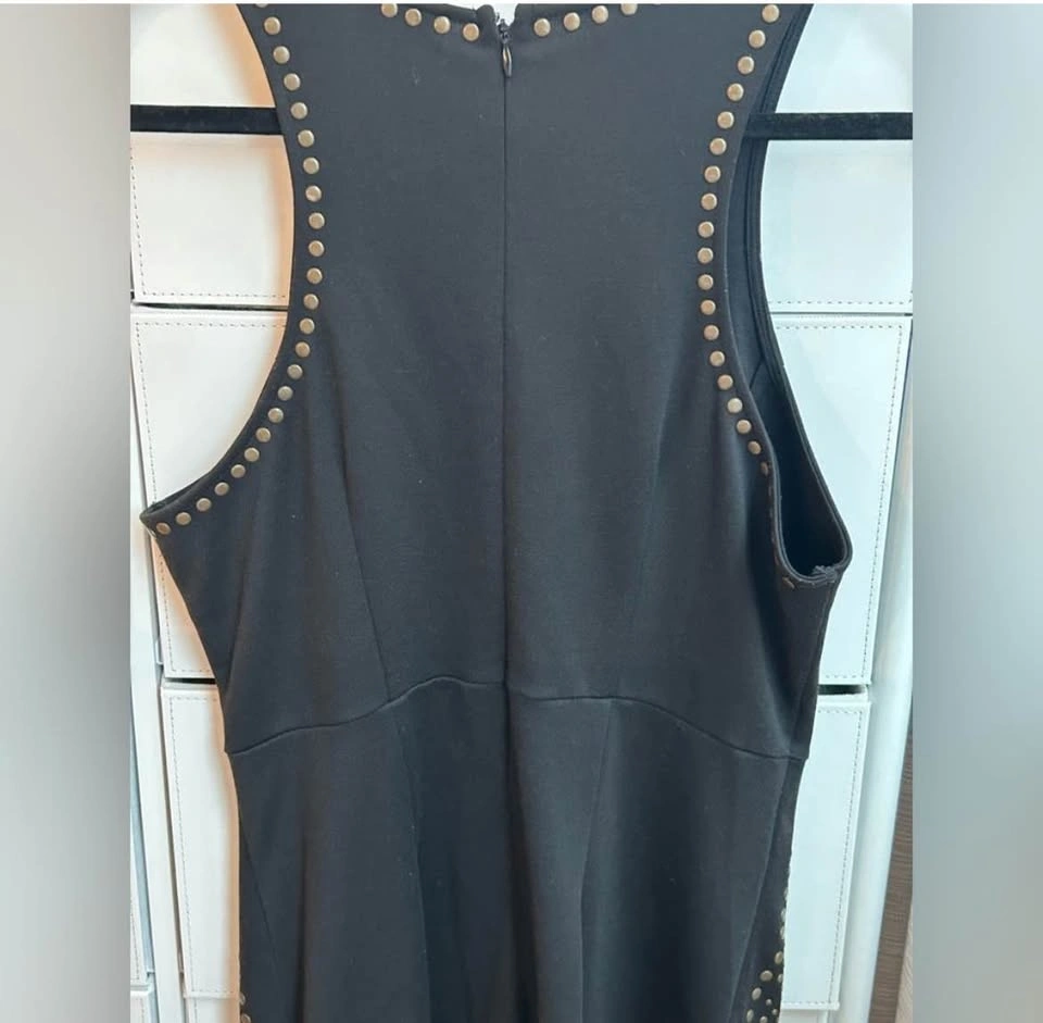 Studded Bodycon Dress – Black Gold Stud Mini Size L - photo 3